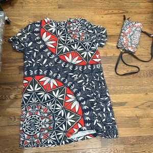 Tory Burch POTTERY PRINT dress (XL) and matching crossbody purse bundle!
